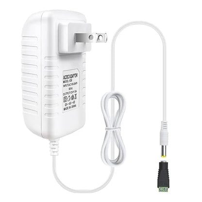 12V Wall Plug LED Adapter 12W/24W/36W, AC 100–240V Input Black/White Wall Plug LED Adapter with US Plug - for LED Strip Lights, CCTV and Electronics