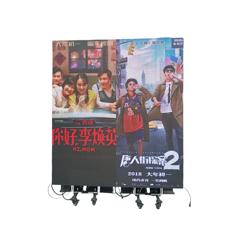 LEP-M Series Foldable LED Digital Signage Poster | 1×2.25m All-in-One Mobile Case | P3.9mm Indoor | Remote-Lift LED Display System