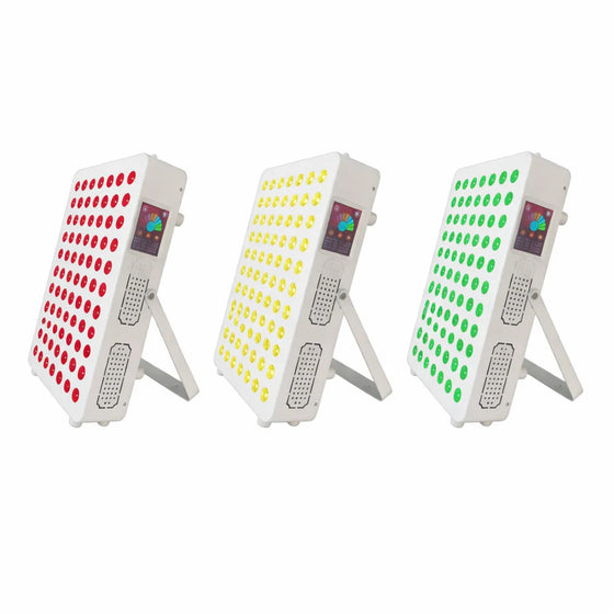 350W Touch Screen Desktop Infrared Therapy Lamp – Red 660nm & Green 530nm & IR (NIR) | 3-Channel Independent Control | Dimmable & Timer | AC100–240V | Desktop Stand / Hanging Mount | for Skin & Muscle | Protective Goggles Included | US / EU / UK / AU Plug