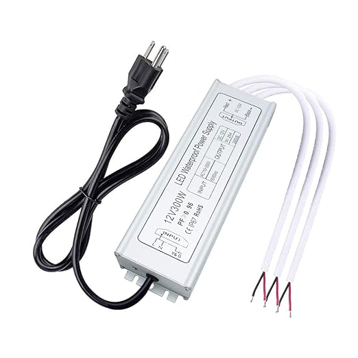 300W Outdoor Waterproof Power Supplies, 12V Output, 90-265V Input, Triple Output, Aluminum Housing, Outdoor Lighting Projects, CE/RoHS/FCC Certified, US/UK/EU Plug, 1-Pack / 10-Pack