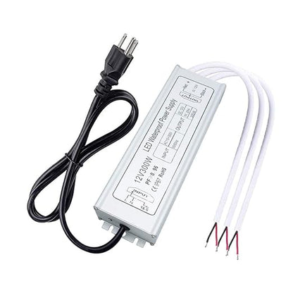 300W Outdoor Waterproof Power Supplies, 12V Output, 90-265V Input, Triple Output, Aluminum Housing, Outdoor Lighting Projects, CE/RoHS/FCC Certified, US/UK/EU Plug, 1-Pack / 10-Pack