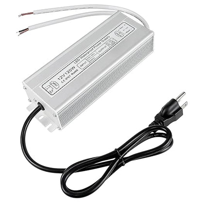 120W Outdoor Waterproof Power Supplies, 12V/24V Output, 90-265V Input, Dual Output, Aluminum Housing, Outdoor Lighting Projects, CE/RoHS/FCC Certified, US/UK/EU Plug, 1-Pack / 10-Pack