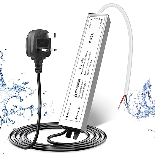 30W Outdoor Waterproof Power Supplies, 12V/24V Output, 90-265V Input, Single Output, Aluminum Housing, Outdoor Lighting Projects, CE/RoHS/FCC Certified, US/UK/EU Plug, 1-Pack / 10-Pack