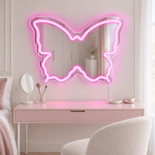 Pink Butterfly LED Vanity Signs – 15.7×12 inch  Neon Outline | USB Powered | Perfect for Vanity Decor
