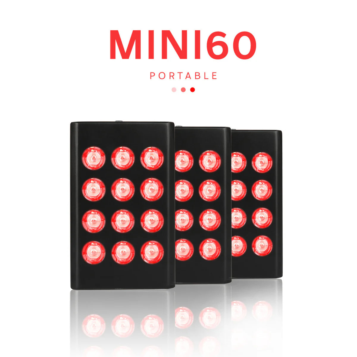 MINI60 Rechargeable Red & Near Infrared Therapy Light – Dual Chip | 12 LEDs | Portable Handheld Design | 5V 2A USB Powered | Black / White | Red Light Therapy for Skin Rejuvenation & Muscle Therapy