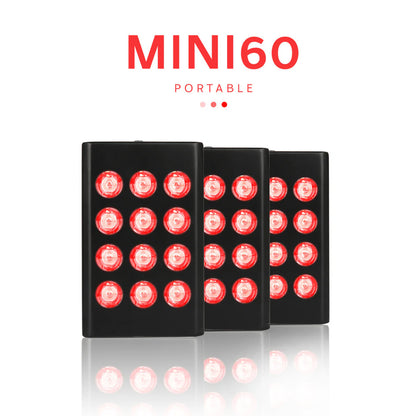 MINI60 Rechargeable Red & Near Infrared Therapy Light – Dual Chip | 12 LEDs | Portable Handheld Design | 5V 2A USB Powered | Black / White | Red Light Therapy for Skin Rejuvenation & Muscle Therapy