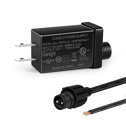 2.7W IP44 Class 2 Power Supply, AC 100–240V to DC 4.5V Adapter Transformer with US Plug - Waterproof Outdoor LED Power Supply for String Lights, Inflatable Decorations and Holiday Lighting