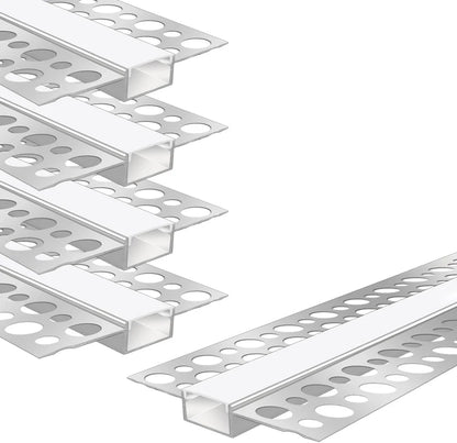 Double-Sided Drywall LED Aluminum Profiles – for 1–16mm LED Strip Plaster-in Recessed Profile | Silver | Milky White Cover | 1m / 2m / 3m | 50 / 100-Pack