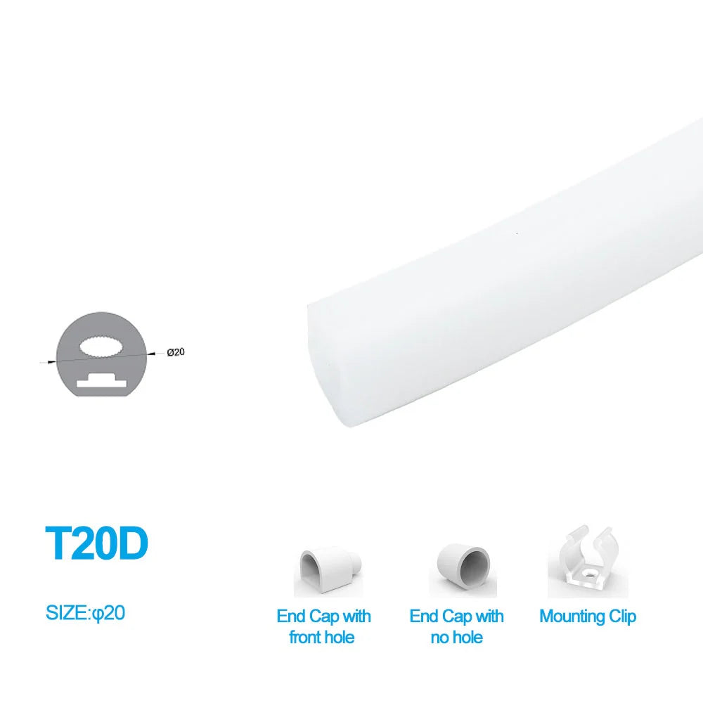 Neon Light Housing – S20D | ⏀20mm Silicone LED Channel System | IP67 Waterproof | 10mm PCB Width | 50M/5M | Local Stock US/UK/DE