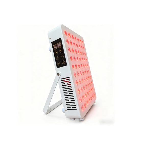 100W Desktop Infrared Therapy Lamp – 70 LEDs | Touch Screen | Red Light 660nm & IR 850nm | Dimmable & Timer | AC100–240V | Desktop Stand Design | for Skin Rejuvenation & Anti-Aging | Included Hanging Rope, Protective Goggles | US / EU / UK / AU Plug