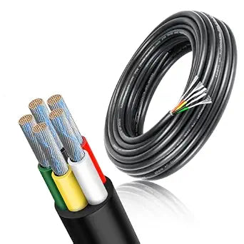 24 AWG 2/3/4/5 Conductor PVC Insulated Copper Cable, Black/White Flexible Wire for Low Voltage Electrical Wiring – 50m / 500m