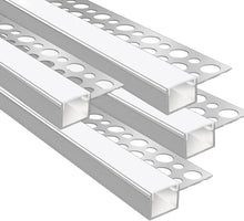 One-Sided Drywall LED Aluminum Profiles – for 1–13mm LED Strip Plaster-in Recessed Profile | Silver | Milky White Cover | 1m / 2m / 3m | 50 / 100-Pack