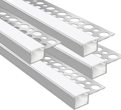 One-Sided Drywall LED Aluminum Profiles – for 1–13mm LED Strip Plaster-in Recessed Profile | Silver | Milky White Cover | 1m / 2m / 3m | 50 / 100-Pack
