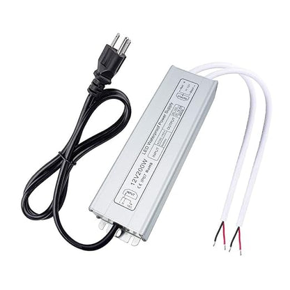 200W Outdoor Waterproof Power Supplies, 12V/24V Output, 90-140V / 175-265V Input, Dual Output, Aluminum Housing, Outdoor Lighting Projects, CE/RoHS/FCC Certified, US/UK/EU Plug, 1-Pack / 10-Pack