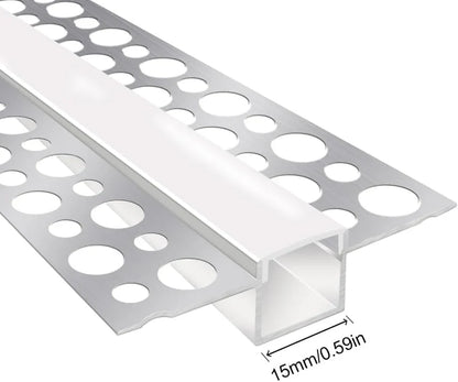 Double-Sided Drywall LED Aluminum Profiles – for 1–12mm LED Strip Plaster-in Recessed Profile | 1Meter | Silver | Milky White Cover | 1m / 2m / 3m | 50 / 100-Pack