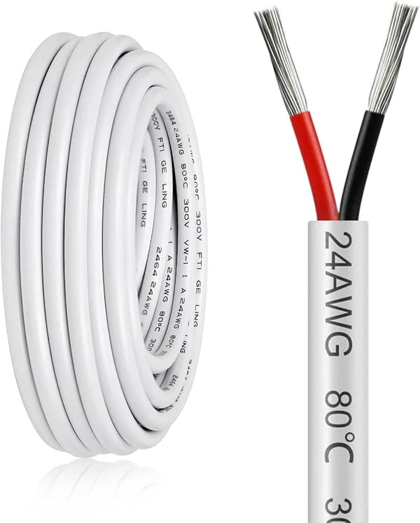 24 AWG 2/3/4/5 Conductor PVC Insulated Copper Cable, Black/White Flexible Wire for Low Voltage Electrical Wiring – 50m / 500m