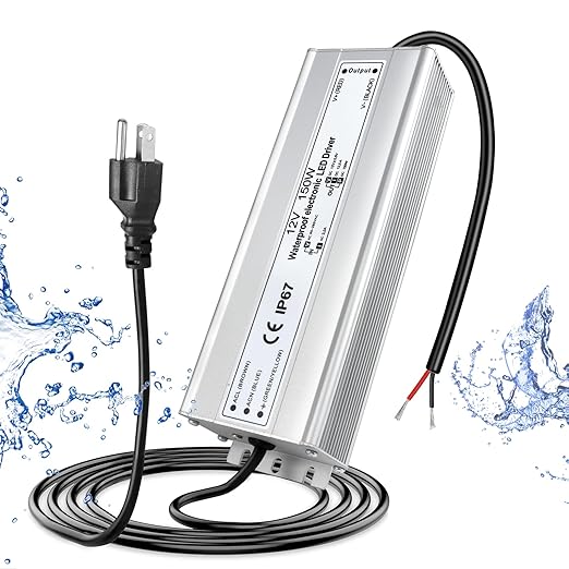150W Outdoor Waterproof Power Supplies, 12V/24V/36V/48V Output, 90-265V / 90-140V / 175-265V Input, Single Output, Aluminum Housing, Outdoor Lighting Projects, CE/RoHS/FCC Certified, US/UK/EU Plug, 1-Pack / 10-Pack
