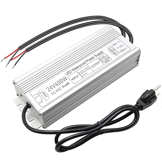 400W Outdoor Waterproof Power Supplies, 12V/24V Output, 90-140V / 175-265V Input, Dual Output, Aluminum Housing, Outdoor Lighting Projects, CE/RoHS/FCC Certified, US/UK/EU Plug, 1-Pack / 10-Pack
