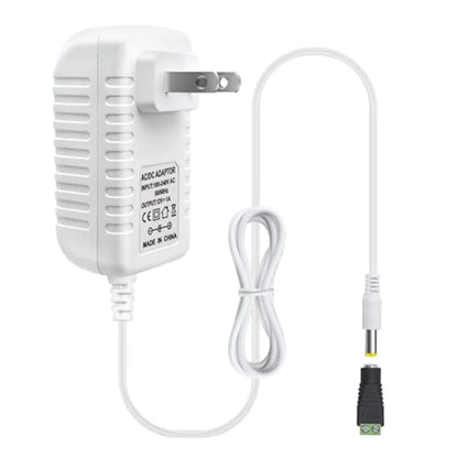 12V Wall Plug LED Adapter 12W/24W/36W, AC 100–240V Input Black/White Wall Plug LED Adapter with US Plug - for LED Strip Lights, CCTV and Electronics