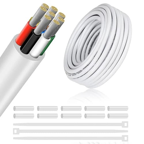 20 AWG 6/7/8 Conductor PVC Insulated Copper Control Cable, Black/White Industrial Wire for Electrical Systems – 50m / 500m