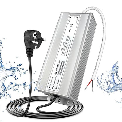 100W Outdoor Waterproof Power Supplies, 12V/24V/36V/48V Output, 90-265V / 90-140V / 175-265V Input, Single Output, Aluminum Housing, Outdoor Lighting Projects, CE/RoHS/FCC Certified, US/UK/EU Plug, 1-Pack / 10-Pack