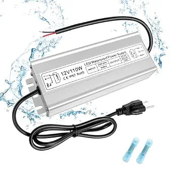 110W Outdoor Waterproof Power Supplies, 12V Output, 90-265V Input, Single Output, Aluminum Housing, Outdoor Lighting Projects, CE/RoHS/FCC Certified, US/UK/EU Plug, 1-Pack / 10-Pack