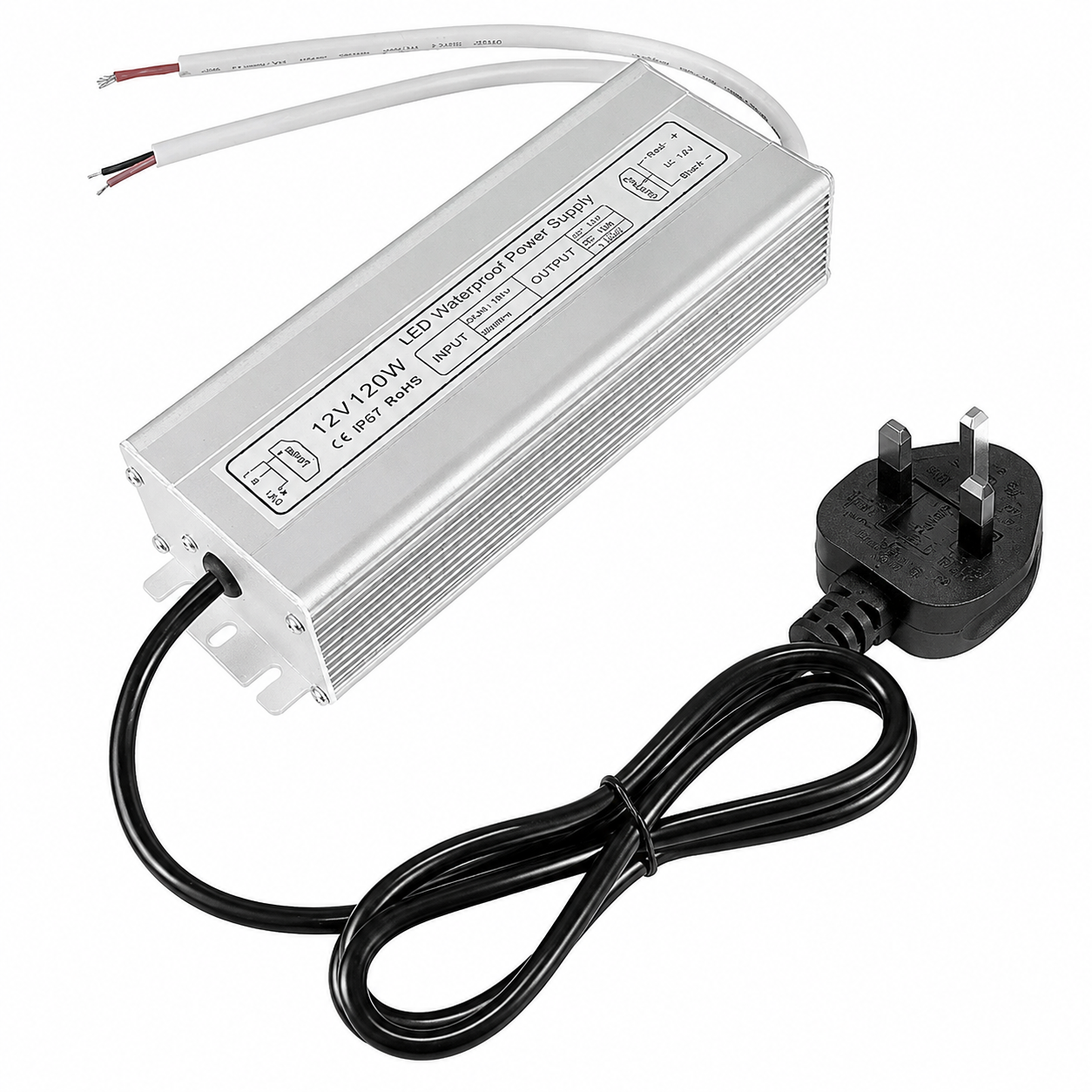 120W Outdoor Waterproof Power Supplies, 12V/24V Output, 90-265V Input, Dual Output, Aluminum Housing, Outdoor Lighting Projects, CE/RoHS/FCC Certified, US/UK/EU Plug, 1-Pack / 10-Pack