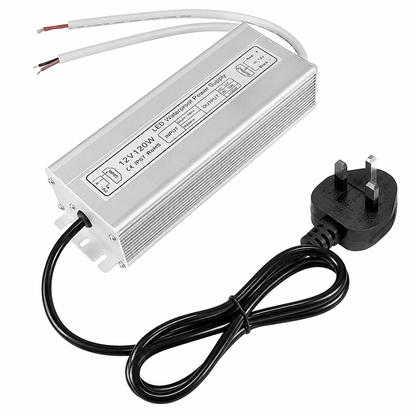 120W Outdoor Waterproof Power Supplies, 12V/24V Output, 90-265V Input, Dual Output, Aluminum Housing, Outdoor Lighting Projects, CE/RoHS/FCC Certified, US/UK/EU Plug, 1-Pack / 10-Pack
