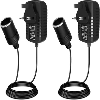 DC 12V Cigarette Lighter Power Supply Adapter 30W, AC 100–240V Input Converter Transformer with UK Plug - for Car Accessories, Pumps, Coolers and LED Lights