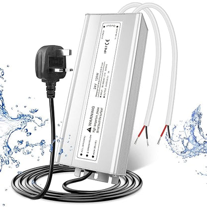 120W Outdoor Waterproof Power Supplies, 12V/24V Output, 90-265V Input, Dual Output, Aluminum Housing, Outdoor Lighting Projects, CE/RoHS/FCC Certified, US/UK/EU Plug, 1-Pack / 10-Pack