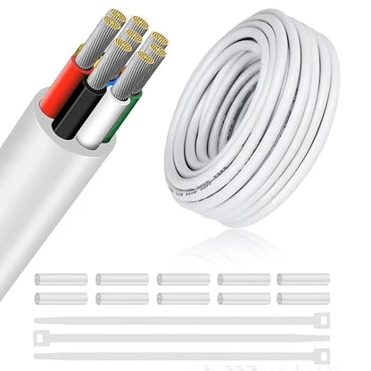 18 AWG 6/7/8 Conductor PVC Copper Control Cable, Black/White Industrial Flexible Wire for Electrical Systems – 50m / 500m