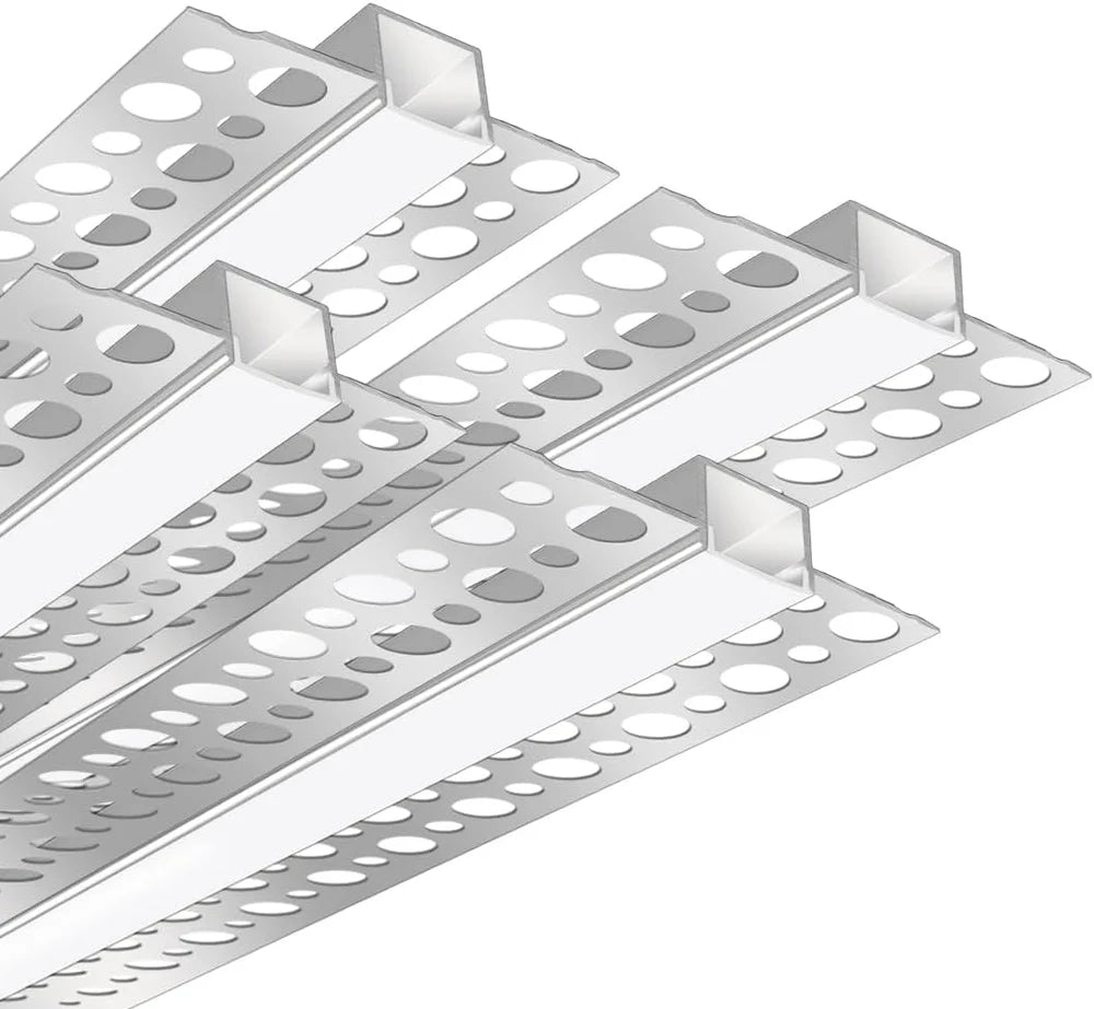 Double-Sided Drywall LED Aluminum Profiles – for 1–9mm LED Strip Plaster-in Recessed Profile | Silver | Milky White Cover | 1m / 2m / 3m | 50 / 100-Pack