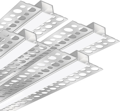 Double-Sided Drywall LED Aluminum Profiles – for 1–9mm LED Strip Plaster-in Recessed Profile | Silver | Milky White Cover | 1m / 2m / 3m | 50 / 100-Pack