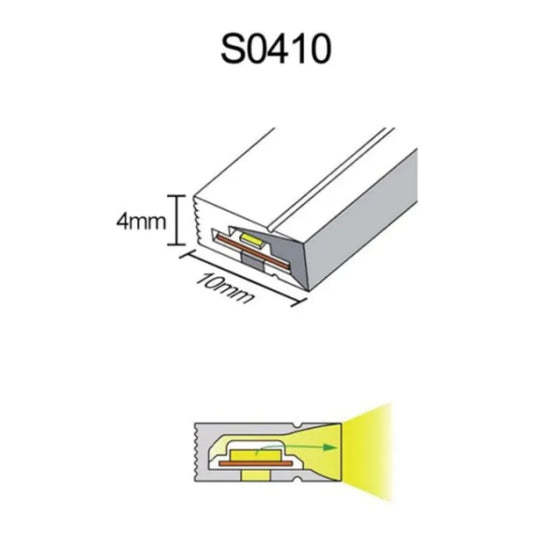 LS Series S0410 Standard Install LED Neon Profile | 4×10mm Side Emitting silicone neon profile | IP67 Waterproof | 5mm PCB Width | Interior Cabinet Linear Lighting | 5M/500M | Local Stock US/UK/DE