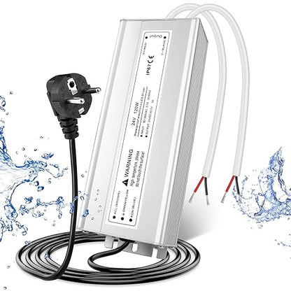 120W Outdoor Waterproof Power Supplies, 12V/24V Output, 90-265V Input, Dual Output, Aluminum Housing, Outdoor Lighting Projects, CE/RoHS/FCC Certified, US/UK/EU Plug, 1-Pack / 10-Pack