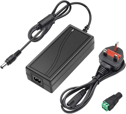 AC 100–240V Input LED Power Adapter Switching Transformer 36W–120W DC 12V with UK Plug for LED Strip Lights, CCTV Systems, Security Cameras, Pumps and Industrial Electronics, 1-Pack/10-Pack