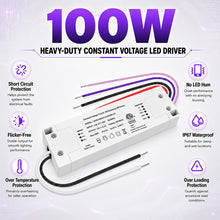100W Plastic Case Universal Dimmable LED Driver, 12V/24V DC, ETL Listed, AC 120-277V Input, LED Driver for Commercial Lighting Projects / LED Strip Installations / Architectural Lighting Systems