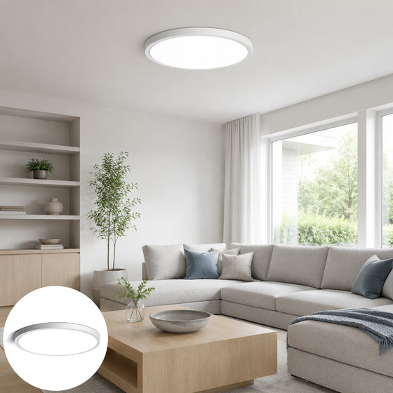 AC 220–240V White Round Flush Mount LED Ceiling Lights – 7 / 9 / 12 / 15.7 / 24 Inch – 3000K / 4500K / 5000K / 6500K – for Residential & Commercial Lighting – Local Stock (UK)