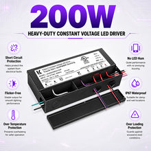 200W Steel Case Universal Dimmable LED Driver, 12V / 24V DC, UL Listed, AC 120-277V Input, LED Driver for Commercial Lighting Projects / LED Strip Installations / Architectural Lighting Systems