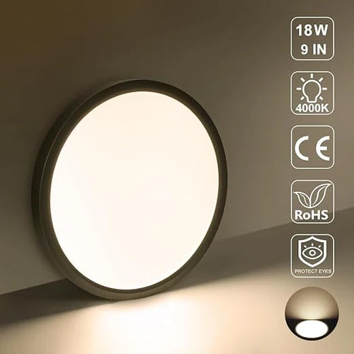 AC 220–240V Black Round Flush Mount LED Ceiling Light – 7 / 9 / 12 / 15.7 Inch – 3000K / 4500K / 5000K / 6500K – for Residential & Commercial Lighting – Local Stock (UK)