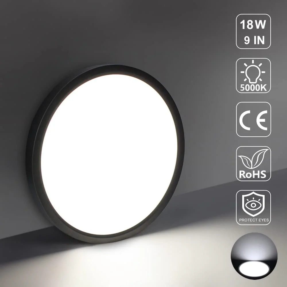 AC 220–240V Black Round Flush Mount LED Ceiling Light – 7 / 9 / 12 / 15.7 Inch – 3000K / 4500K / 5000K / 6500K – for Residential & Commercial Lighting – Local Stock (UK)