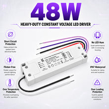 48W Plastic Case Universal Dimmable LED Driver, 12V DC, ETL Listed, AC 120-277V Input, LED Driver for Commercial Lighting Projects / LED Strip Installations / Architectural Lighting Systems