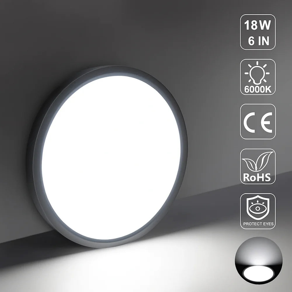 AC 220–240V Black Round Flush Mount LED Ceiling Light – 7 / 9 / 12 / 15.7 Inch – 3000K / 4500K / 5000K / 6500K – for Residential & Commercial Lighting – Local Stock (UK)