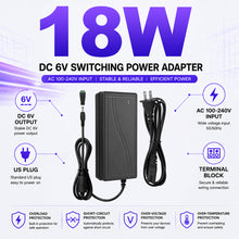 AC 100–240V Input LED Power Adapter Switching Transformer 18W–60W DC 6V with US Plug for Security Systems, Routers, Industrial Electronics and Control Equipment, 1-Pack/10-Pack