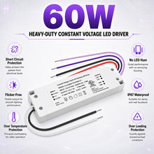 60W Plastic Case Universal Dimmable LED Driver, 12V/24V DC, UL Listed, AC 120-277V Input, LED Driver for Commercial Lighting Projects / LED Strip Installations / Architectural Lighting Systems