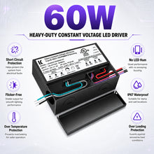 60W Steel Case Universal Dimmable LED Driver, 12V / 24V DC, UL Listed, AC 120-277V Input, LED Driver for Commercial Lighting Projects / LED Strip Installations / Architectural Lighting Systems
