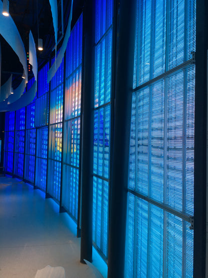 aClear Series Transparent LED Display Screen P3.91/7.81mm Pixel 1500nits/3500nits/5500nits in 1000x1000mm Aluminum Indoor Type for Glass/Window Display