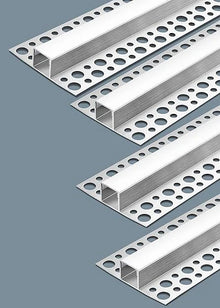 Double-Sided Drywall LED Aluminum Profiles – for 1–12mm LED Strip Plaster-in Recessed Profile | Silver | Milky White Cover | 1m / 2m / 3m | 50 / 100-Pack