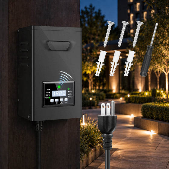 500W / 600W Outdoor Low Voltage Transformer, 120V to 12V/15V AC, Timer & Internal Photocell, Single Zone, Outdoor Lighting Power Supply for Yard, Garden & Patio Lighting