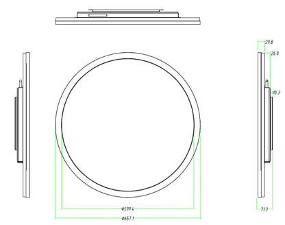 23.6 Inch (Dia.599.4mm Viewable) Round / Circular LCD Digital Display Screen, Capacitive Touch (Optional), Cloud / APP / USB Disk
